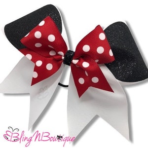 Minnie Mouse Cheer Bow, White Cheer Bow, Hair Bow