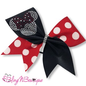 Rhinestone Cheer Bow - Black Cheer Bow - Polka Dot Cheer Bow - Oh My Minnie Cheer Bow