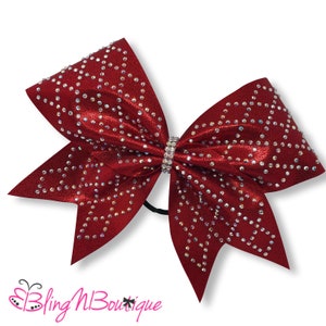 Rhinestone Cheer Bow - Red Cheer Bow - Red Hair Bow - Diamonds in Bling in Red Cheer Bow