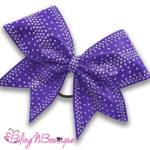 Rhinestone Cheer Bow - Purple Cheer Bow - Purple Hair Bow - Bling In The Lines in Purple Cheer Bow