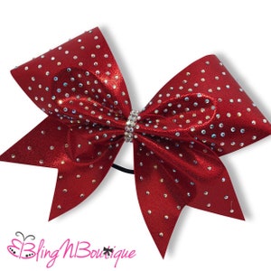 Rhinestone Cheer Bow - Red Cheer Bow - Red Hair Bow - DaBlingBling in Red Cheer Bow