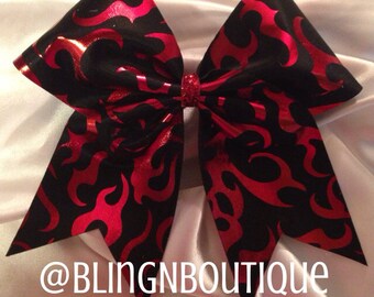 The Flame - Red and Black Cheer Bow