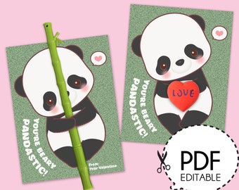 You're Beary Pandastic Valentine Favor Card-Printable PDF Download