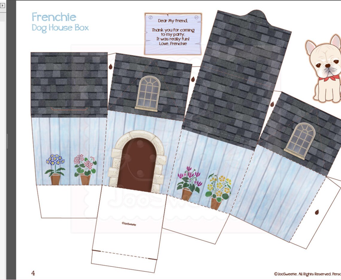 Frenchie Dog House Gift Box Printable PDF Download Etsy
