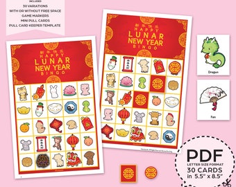 Lunar New Year Bingo Game Kit–Printable PDF Download