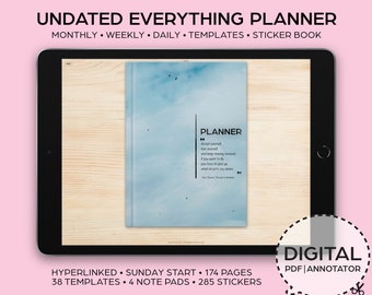 All-in-one Everything Undated Digital Planner | Goodnotes Planner | Notability Planner–PDF Download