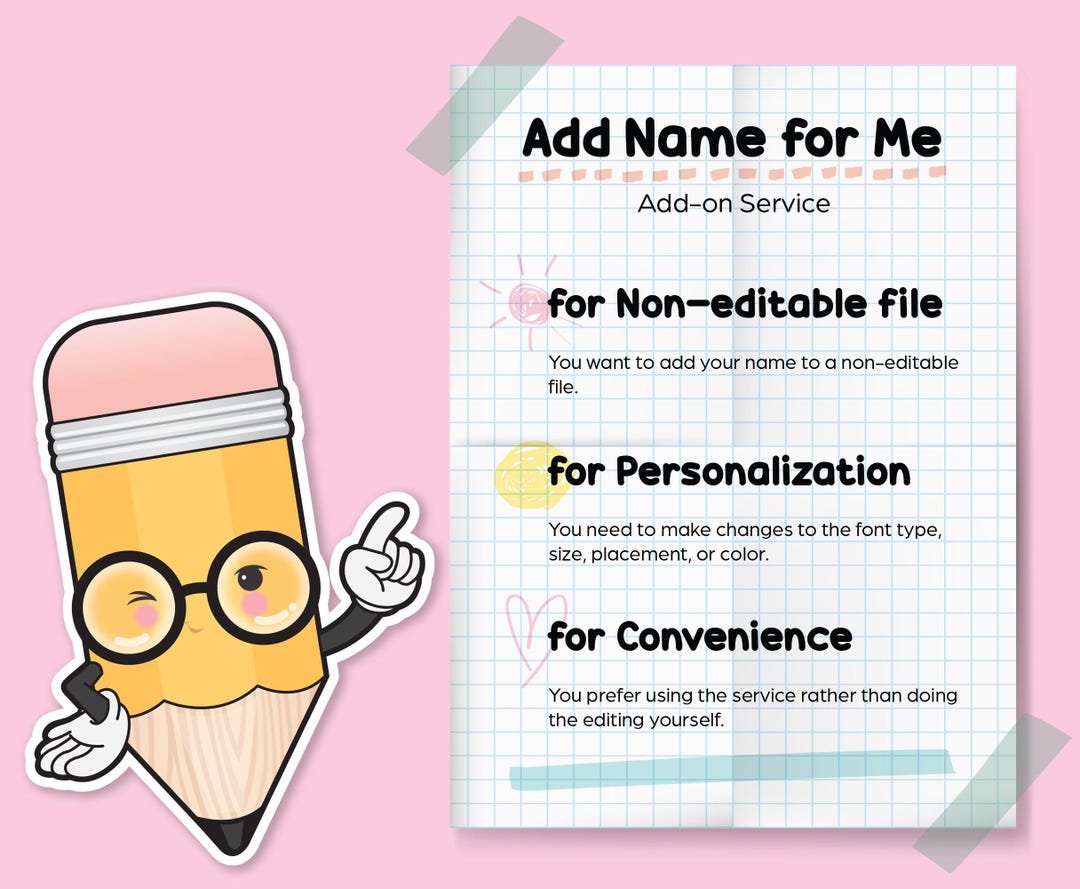 Add Name for Me | Add-on Service - Etsy
