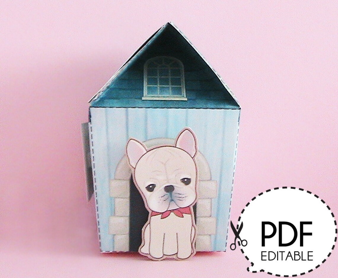Frenchie Dog House Gift Box Printable PDF Download Etsy