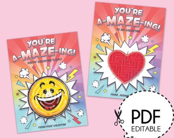 You're a-MAZE-ing Valentine's Day Favor Card (3.75'' x 5'') - Printable PDF Donwload