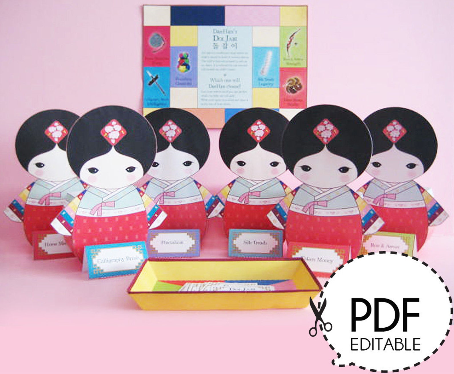 Korean Girl Doljabi Kit Printable PDF Download | Etsy