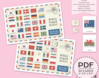 World Flags Bingo Game Kit–Printable PDF Download