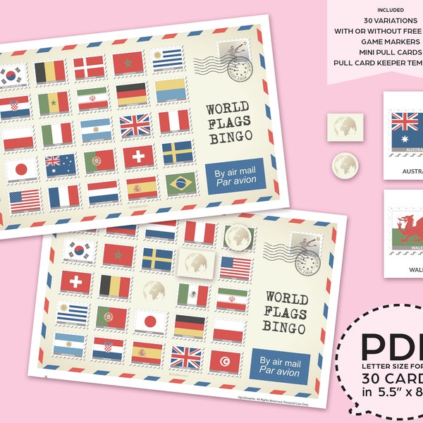 World Flags Bingo Game Kit–Printable PDF Download