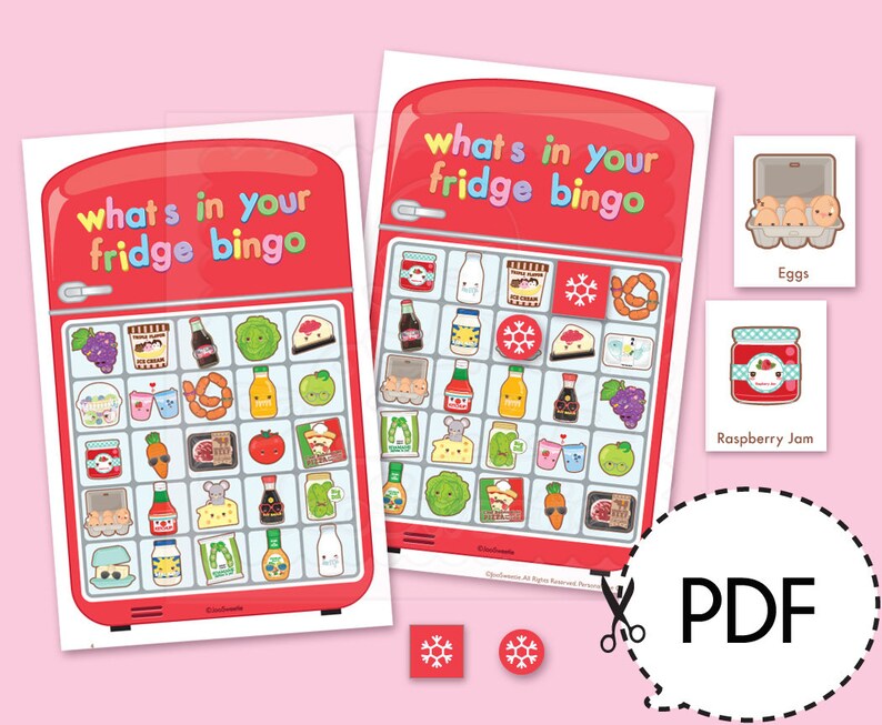What/'s in Your Fridge Bingo Game Kit\u2013Printable PDF Download
