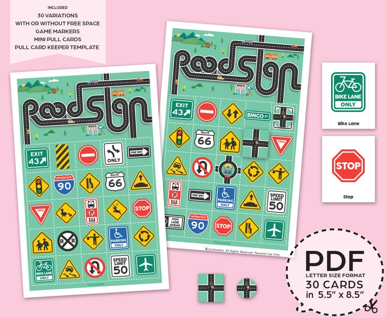 Road Sign Bingo Game Kitprintable PDF Download - Etsy