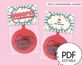 Whoopee Valentine's Day Label for 3'' Mini Cushion - Printable PDF Donwload