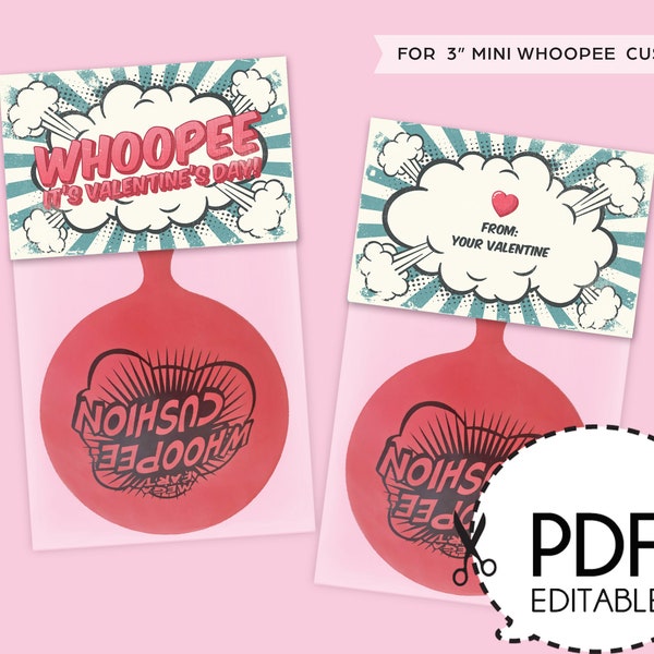 Whoopee Valentine's Day Label for 3'' Mini Cushion - Printable PDF Donwload