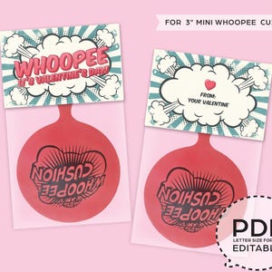May include: Printable Valentine's Day card with a red whoopie cushion and a comic book style speech bubble that says "WHOOPEE It's Valentine's Day!" and another speech bubble that says "FROM: YOUR VALENTINE".