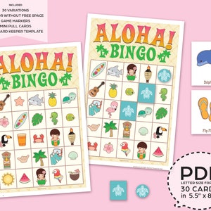 Aloha Luau Hawaii Bingo Game Kit | PDF Download