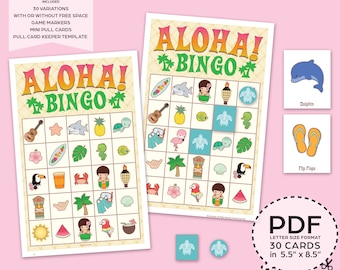 Aloha Luau Hawaii Bingo Game Kit–Printable PDF Download