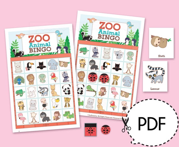 Zoo Tier Bingo Spiel Kit Druck Pdf Download Etsy