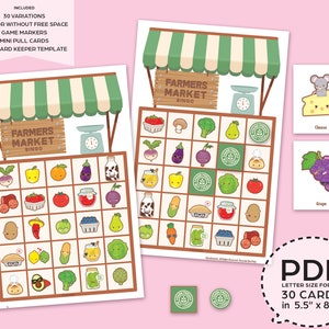 Farmers Market Bingo Game KitPrintable PDF Download image 1