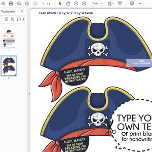 Ahoy Matey Pirate Valentine's Day Favor Card Printable PDF Donwload image 3