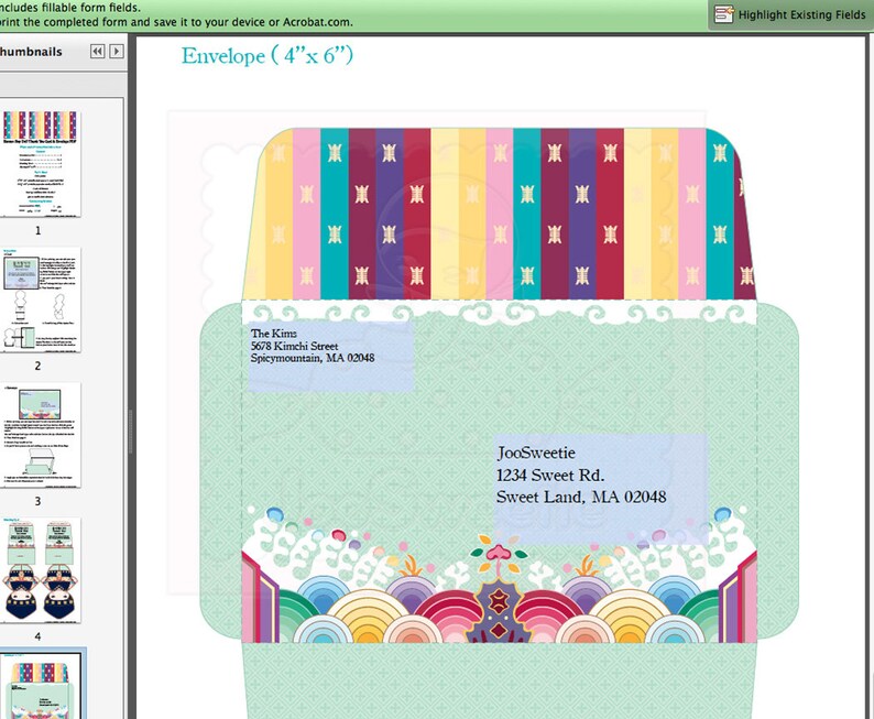 Printable PDF Download Korean Boy Standing Doll Thank You Card /& Envelope