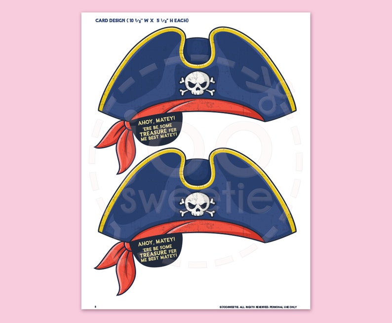 Ahoy Matey Pirate Valentine's Day Favor Card Printable PDF Donwload image 2