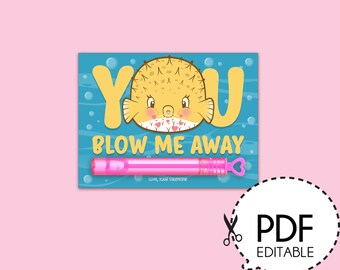 Blow Me Away Valentine's day Mini Card -Printable PDF Download