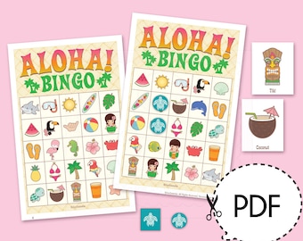 Aloha Luau Hawaii Bingo Game Kit–Printable PDF Download