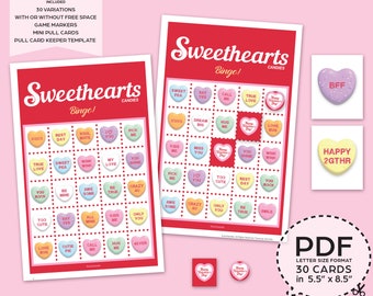 Heart Conversation Candy Valentine's Day Bingo Game Kit–Printable PDF Download