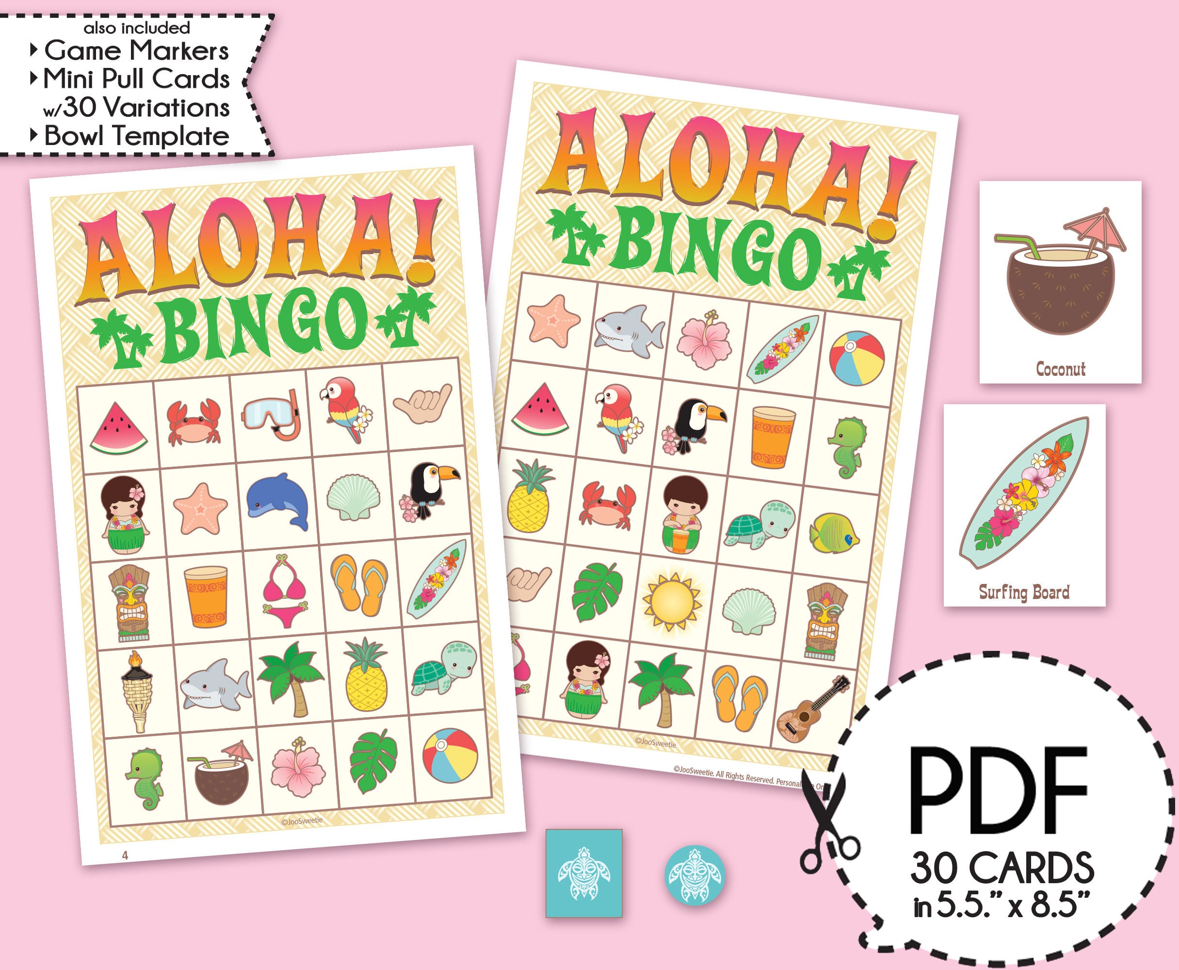 Aloha Luau Hawaii Bingo Game Kitprintable PDF Download - Etsy
