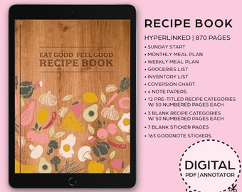Digital Recipe Book, Digital Cook Book, Goodnotes Book, Notability Book–PDF Download