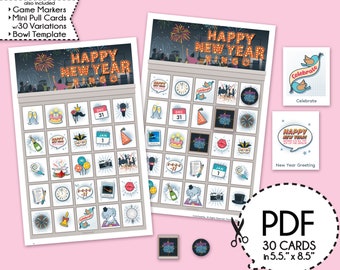 Happy New Year Bingo Game Kit–Printable PDF Download