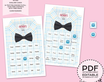 Happy Father's Day Editable Bingo Game Kit–Printable PDF Download