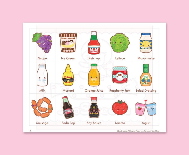 What/'s in Your Fridge Bingo Game Kit\u2013Printable PDF Download
