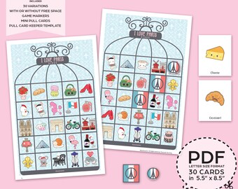 I Love Paris Bingo Game Kit–Printable PDF Download