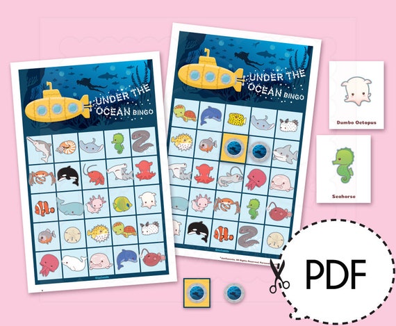 Ocean bingo game printable Ocean bingo game printable