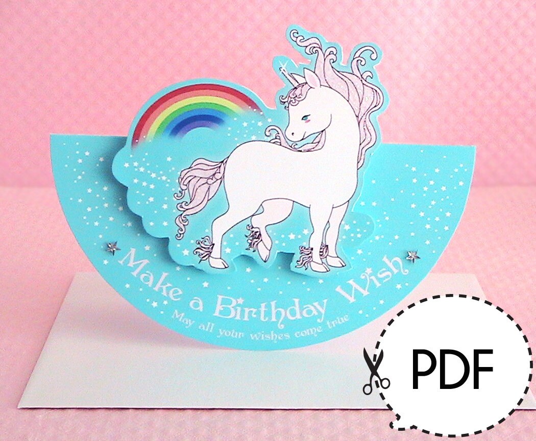 unicorn seesaw birthday card printable pdf download etsy singapore