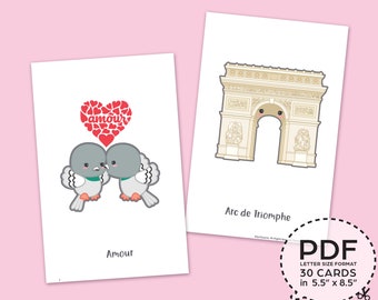 I Love Paris Bingo Large Pull Cards–Printable PDF Download