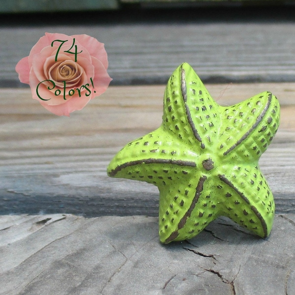 Starfish Drawer Knob Key Lime Green Shabby Chic Metal