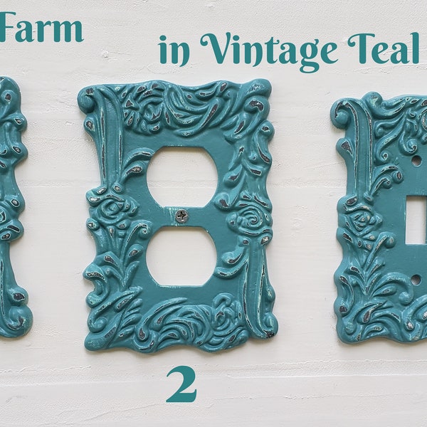Light Switch Cover in Vintage Teal , Victorian Light Switch Plate, Shabby Chic Cover Plate