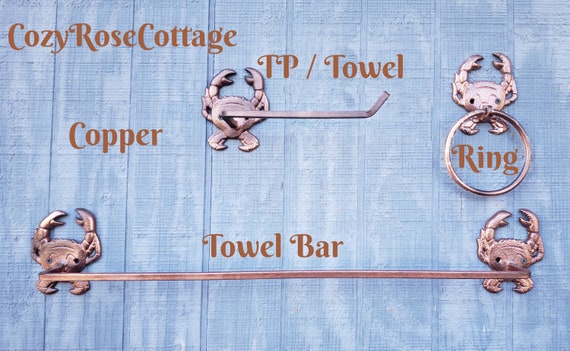 Crab Towel Ring, Towel Hook, TP Holder and Towel Bar for Your Nautical  Beach Tropical Bath 