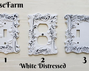Light Switch Cover in White , Victorian Light Switch Plate, Shabby Chic Cover Plate