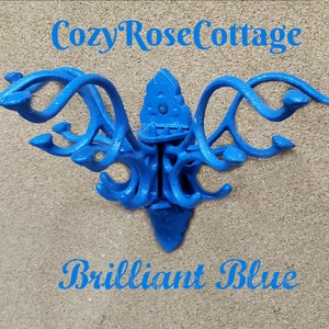 Brilliant Blue Cast Iron Wall Hook with 15 Adjustable Hooks