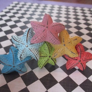 Starfish Drawer Knob Aqua Shabby Chic Metal