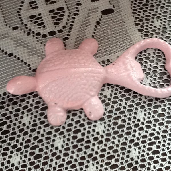 Pink Turtle Bottle Opener-Cast Iron-Hand Held-Beach Decor-Cottage-Cabin-Lake Decor-Picnics-Kitchen-Spring-Wedding Favor-Gift for Mom-