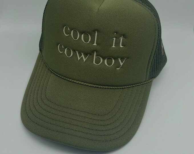 Happy AF Trucker Hat- Olive Green