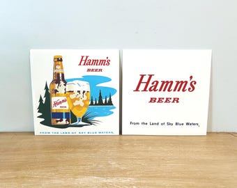 Vintage 1960s Hamm's Beer Wall Panels Tiles Antique Beer Advertising Signs