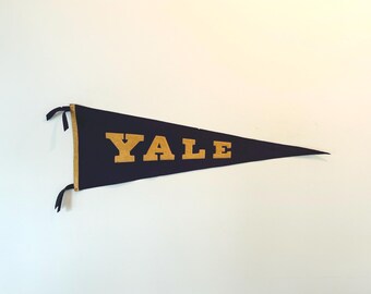Vintage Yale University Wool Pennant Sewn Letter circa 1920s